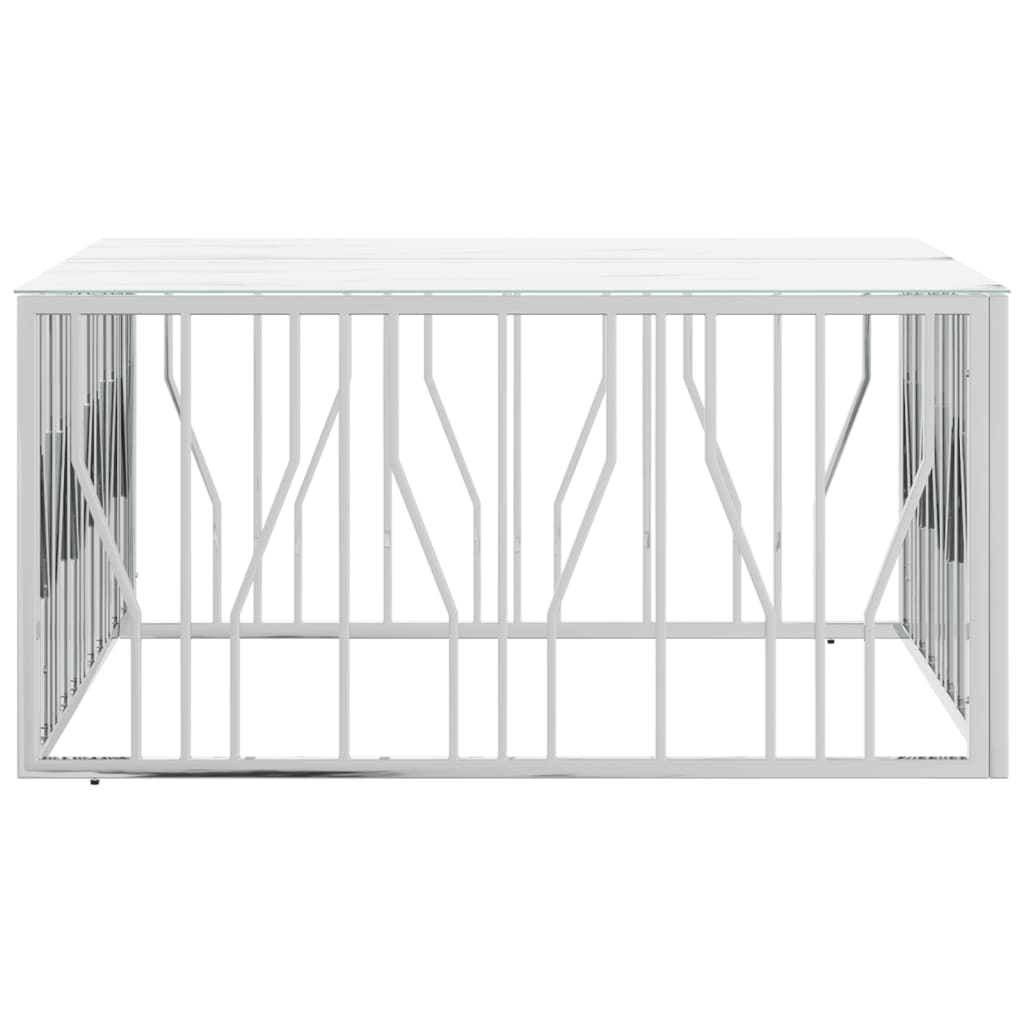 vidaXL Table basse argentée 100x100x50 cm acier inoxydable et verre