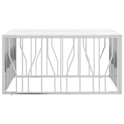 vidaXL Table basse argentée 100x100x50 cm acier inoxydable et verre