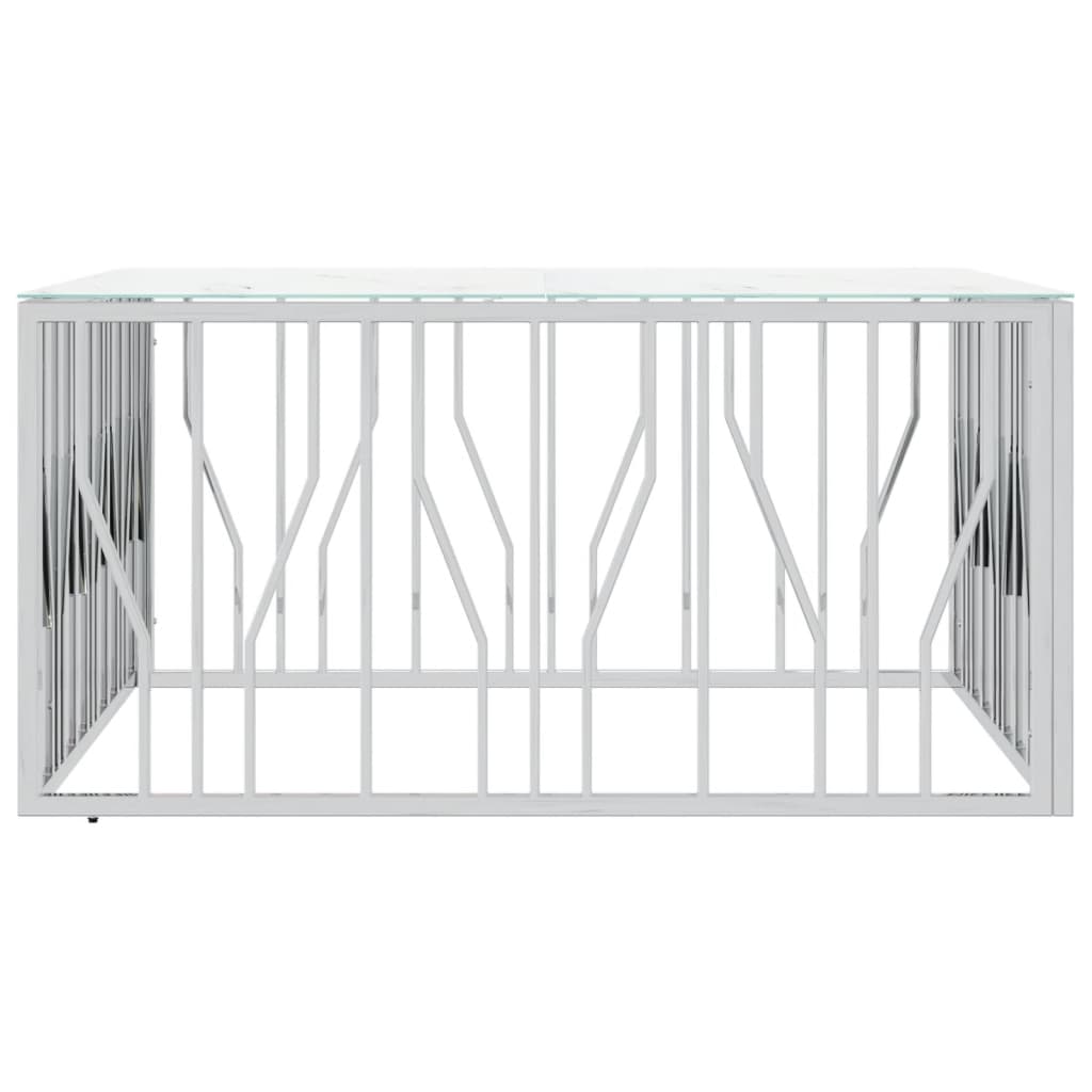 vidaXL Table basse argentée 100x100x50 cm acier inoxydable et verre