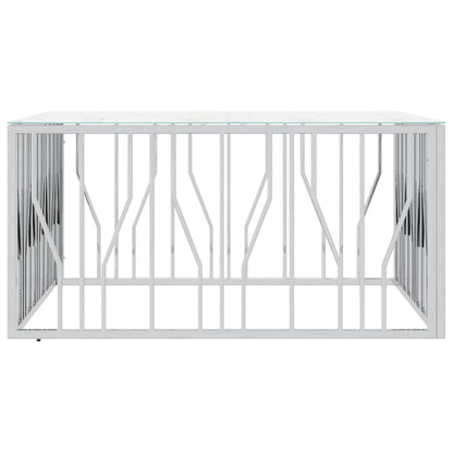 vidaXL Table basse argentée 100x100x50 cm acier inoxydable et verre