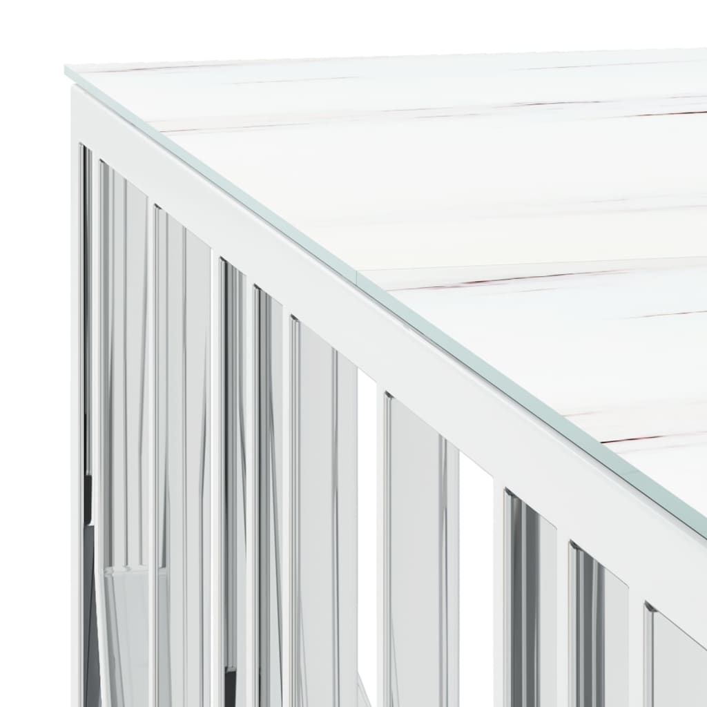 vidaXL Table basse argentée 100x100x50 cm acier inoxydable et verre