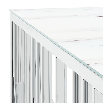 vidaXL Table basse argentée 100x100x50 cm acier inoxydable et verre