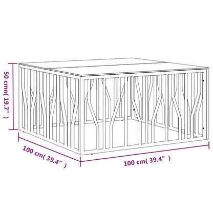 vidaXL Table basse argentée 100x100x50 cm acier inoxydable et verre