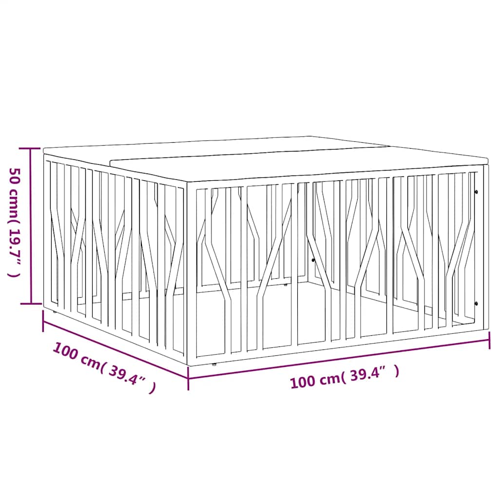 vidaXL Table basse dorée en acier inoxydable et bois de récupération massif