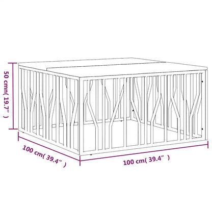 vidaXL Table basse dorée en acier inoxydable et bois de récupération massif