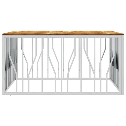 vidaXL Table basse argentée en acier inoxydable et bois d'acacia massif