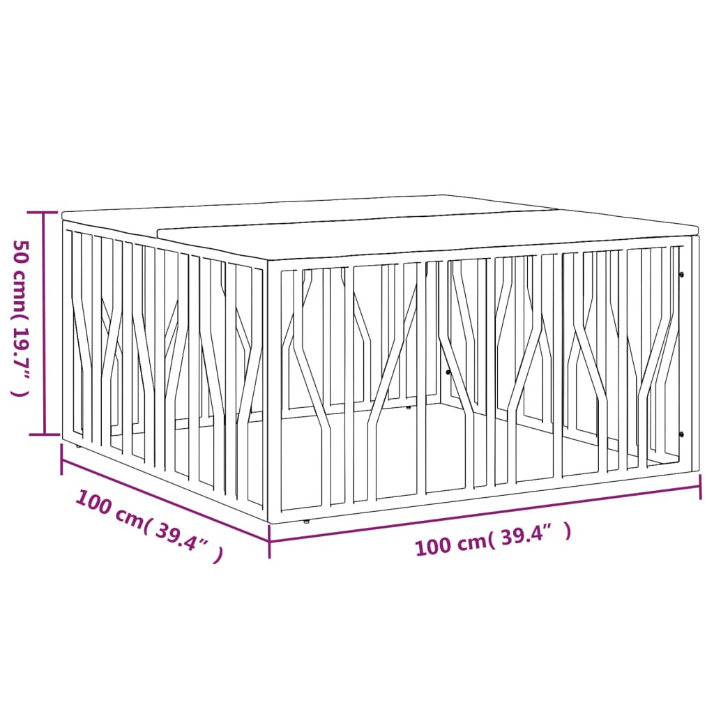 vidaXL Table basse argentée en acier inoxydable et bois d'acacia massif