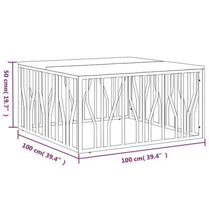 vidaXL Table basse argentée en acier inoxydable et bois d'acacia massif