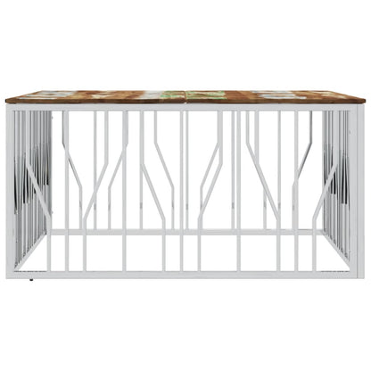 vidaXL Table basse argentée en acier inoxydable et bois de récupération massif