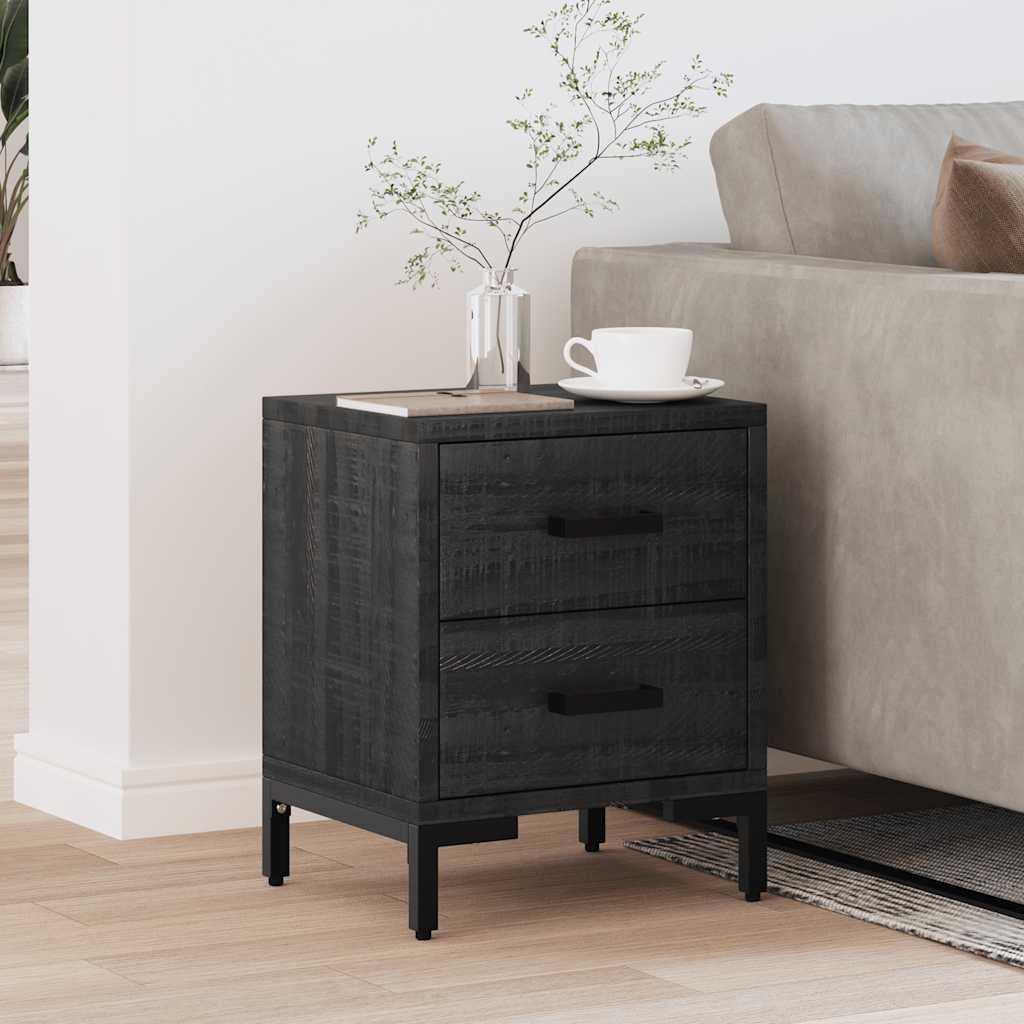 vidaXL Table de chevet Noir 36x30x45 cm Bois de pin massif