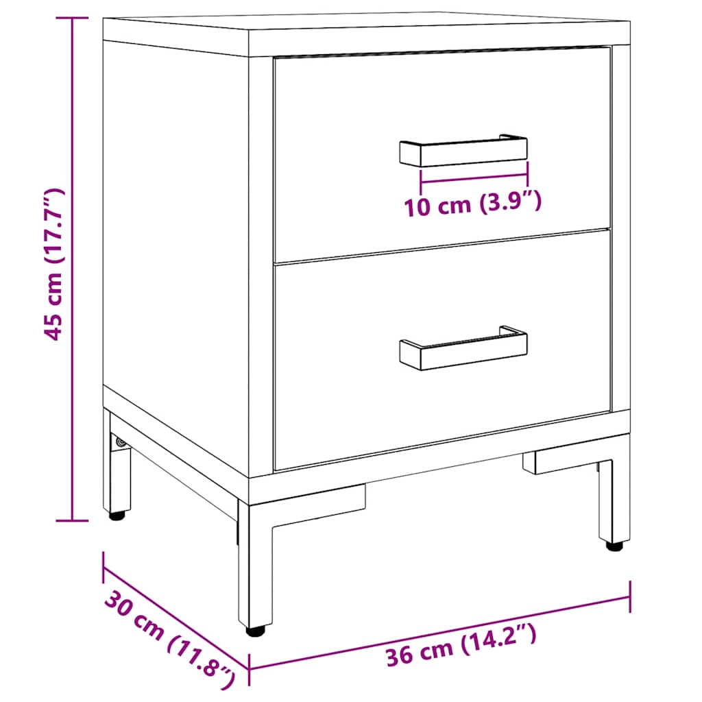 vidaXL Table de chevet Noir 36x30x45 cm Bois de pin massif