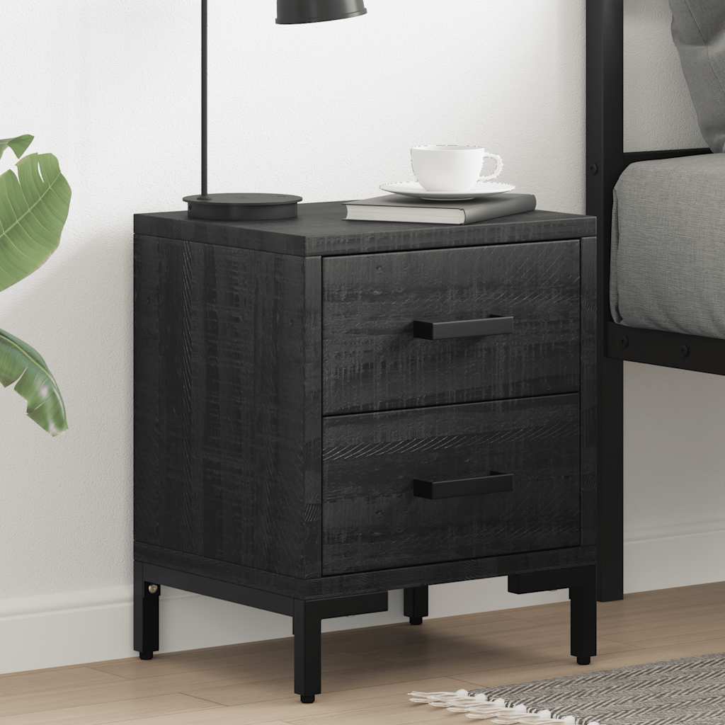 vidaXL Table de chevet Noir 36x30x45 cm Bois de pin massif