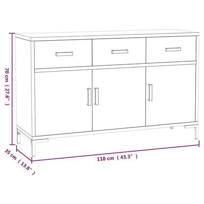 vidaXL Buffet marron 110x35x70 cm Bois de pin massif