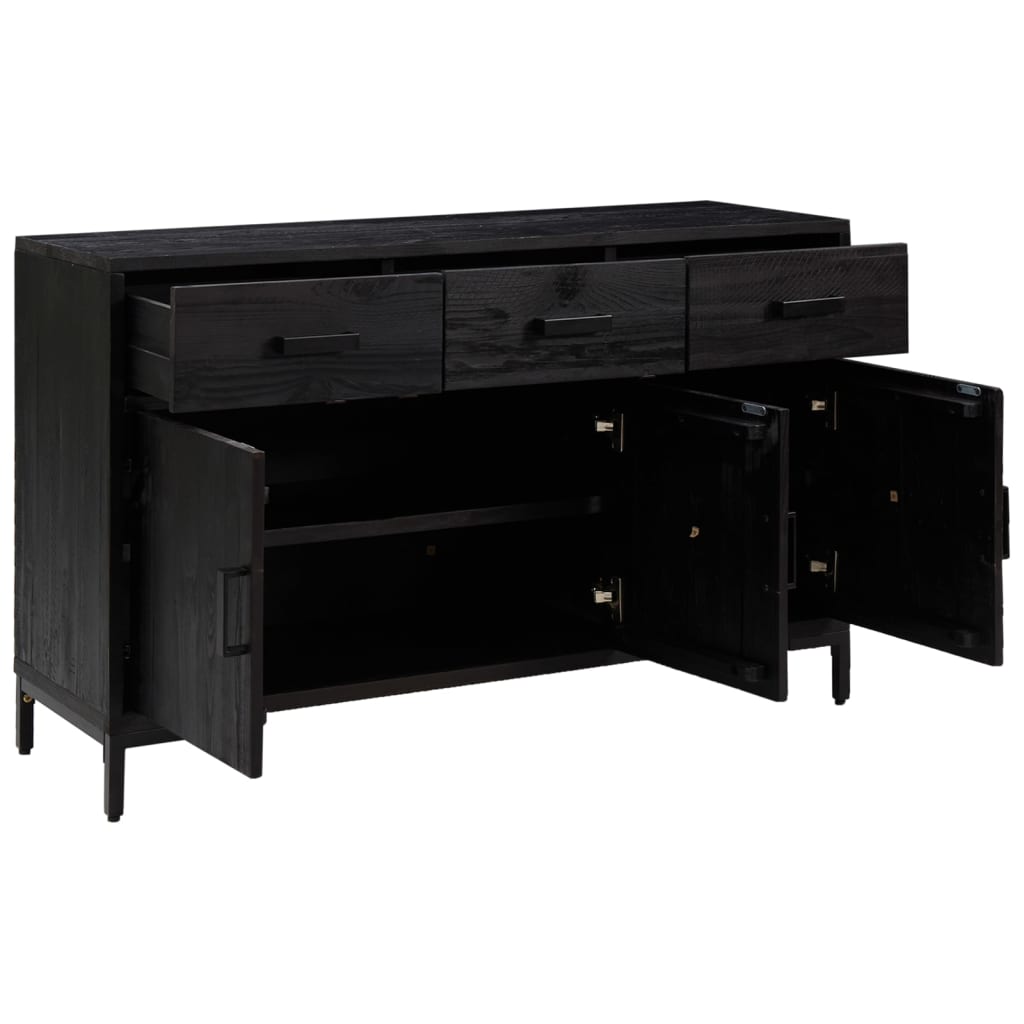 vidaXL Commode noir 110x35x70 cm Pin massif