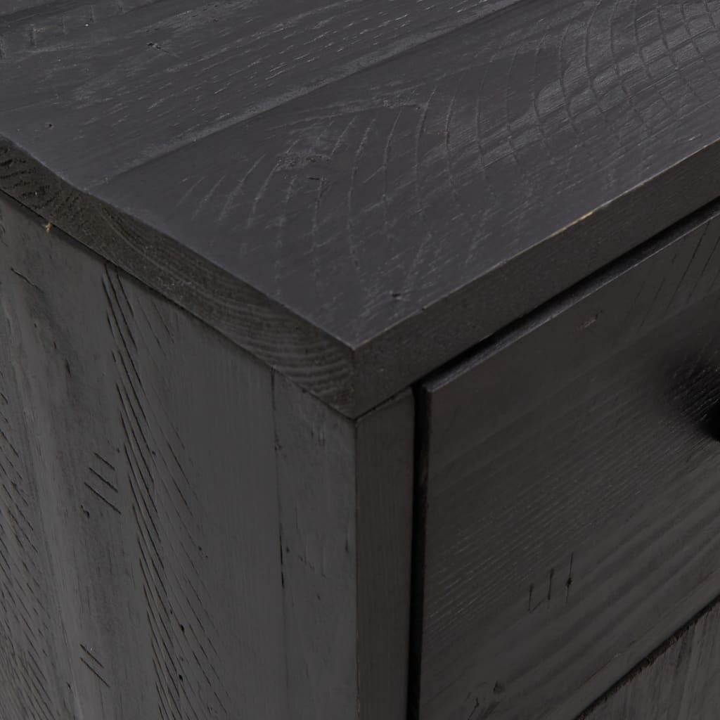 vidaXL Commode noir 110x35x70 cm Pin massif