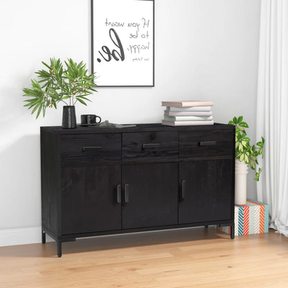 vidaXL Commode noir 110x35x70 cm Pin massif