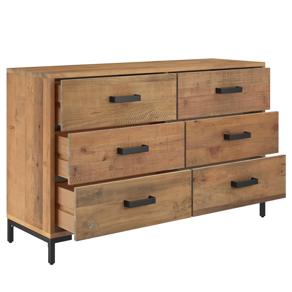 vidaXL Buffet marron 110x35x70 cm Bois de pin massif