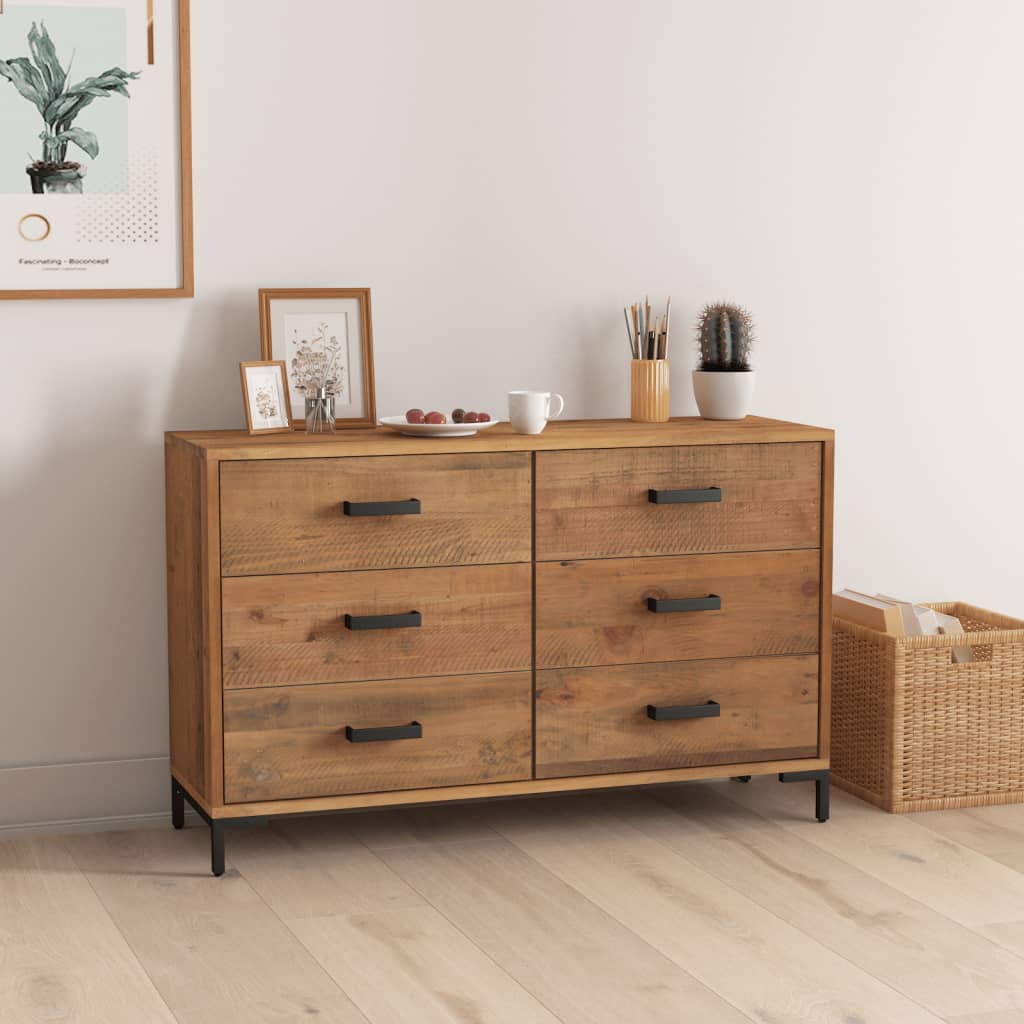 vidaXL Buffet marron 110x35x70 cm Bois de pin massif