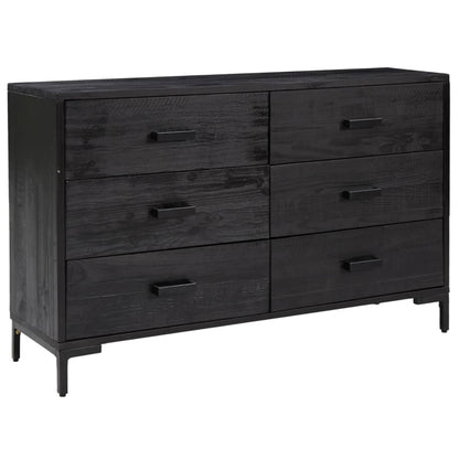 vidaXL Commode noir 110x35x70 cm Pin massif