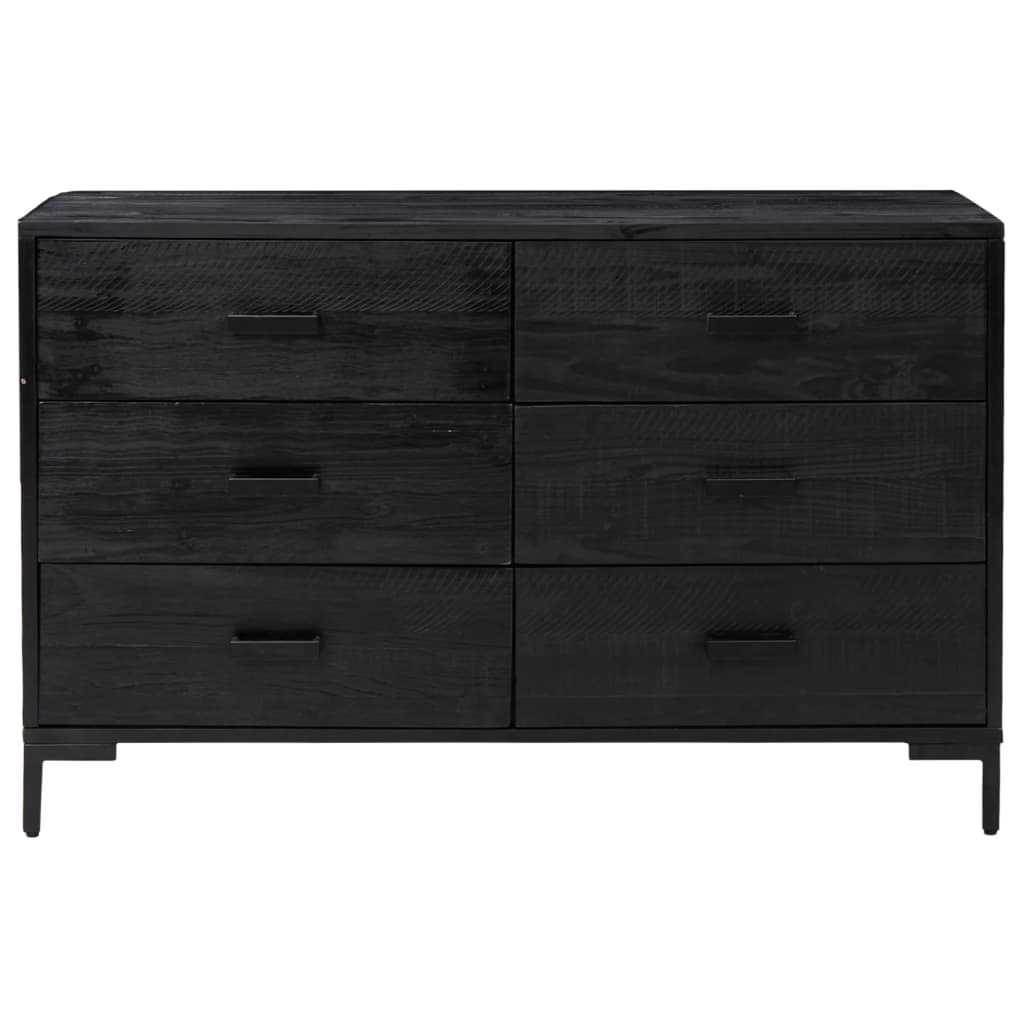 vidaXL Commode noir 110x35x70 cm Pin massif