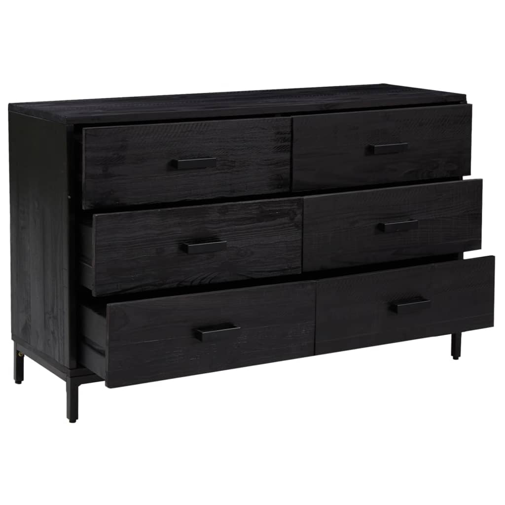 vidaXL Commode noir 110x35x70 cm Pin massif