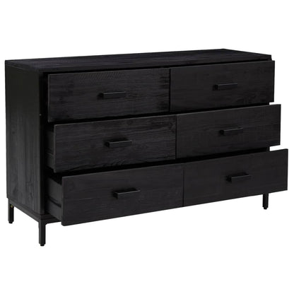 vidaXL Commode noir 110x35x70 cm Pin massif