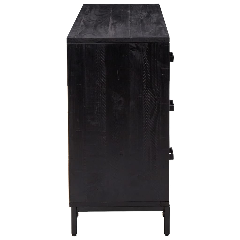 vidaXL Commode noir 110x35x70 cm Pin massif