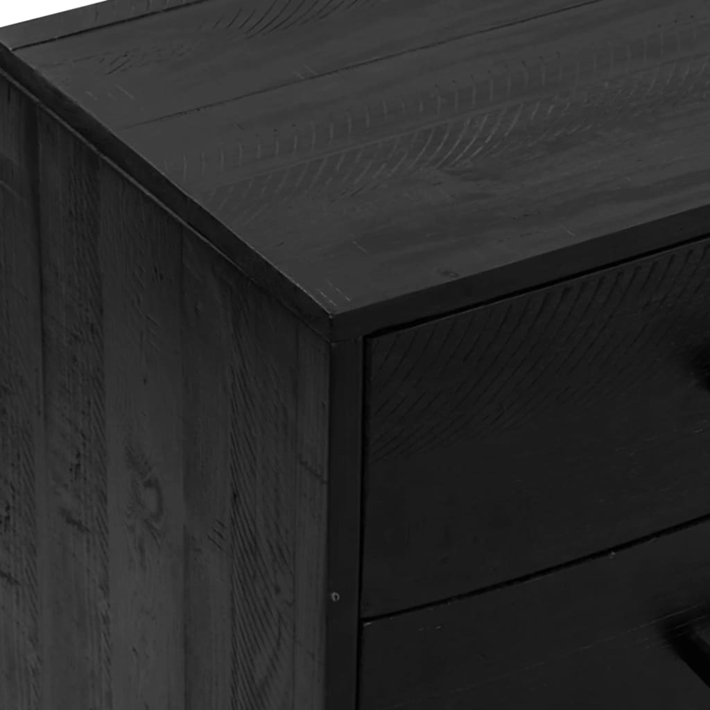 vidaXL Commode noir 110x35x70 cm Pin massif