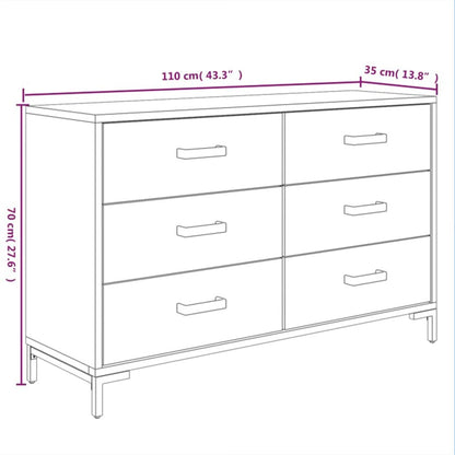 vidaXL Commode noir 110x35x70 cm Pin massif