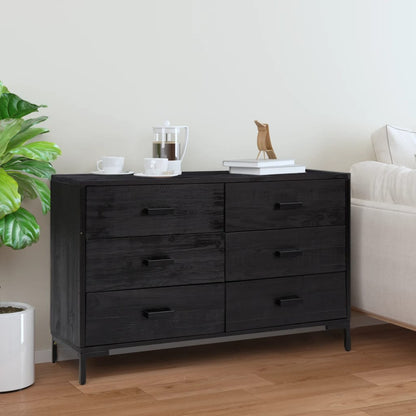 vidaXL Commode noir 110x35x70 cm Pin massif