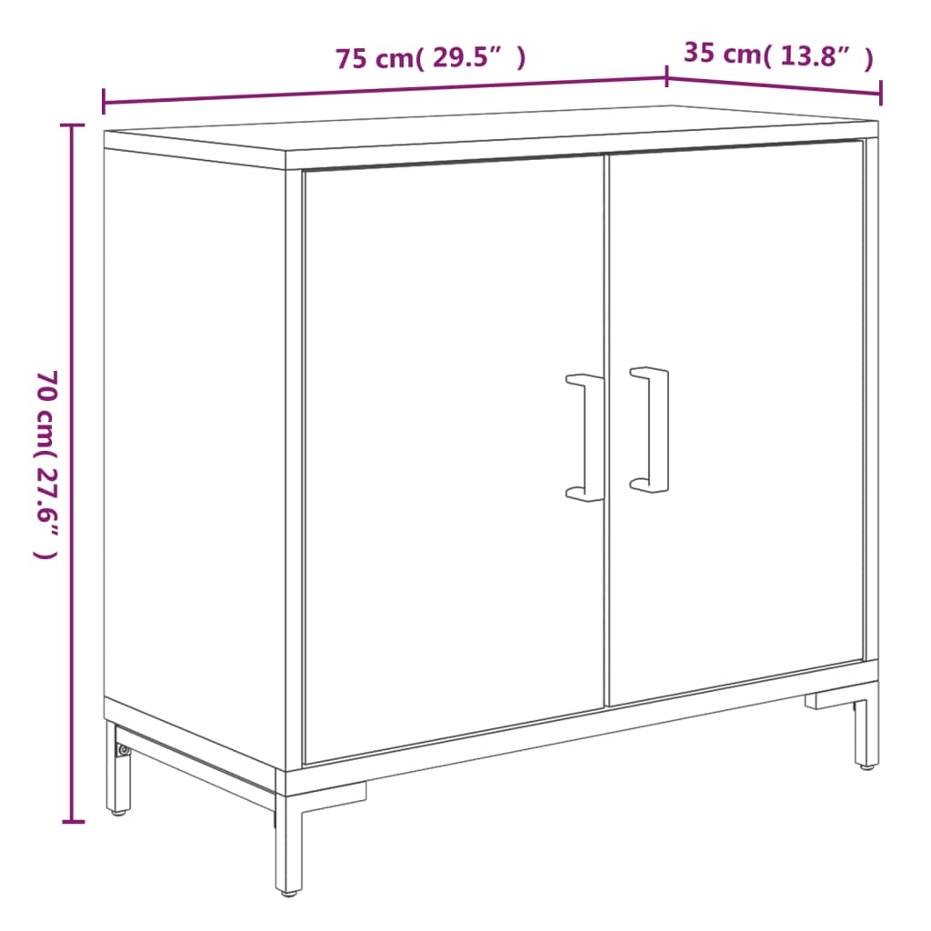 vidaXL Commode marron 75x35x70 cm Bois de pin massif