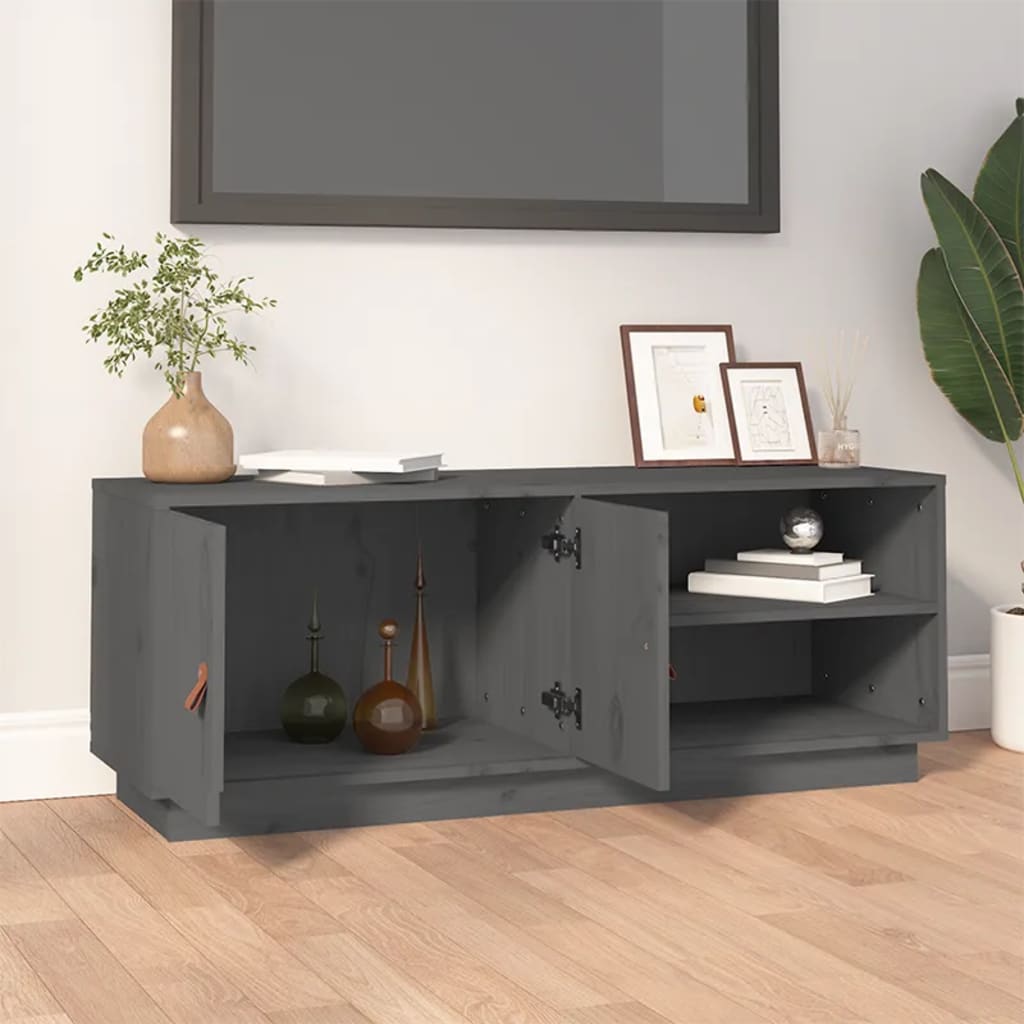 vidaXL Meuble TV gris 105x34x40 cm Pin massif