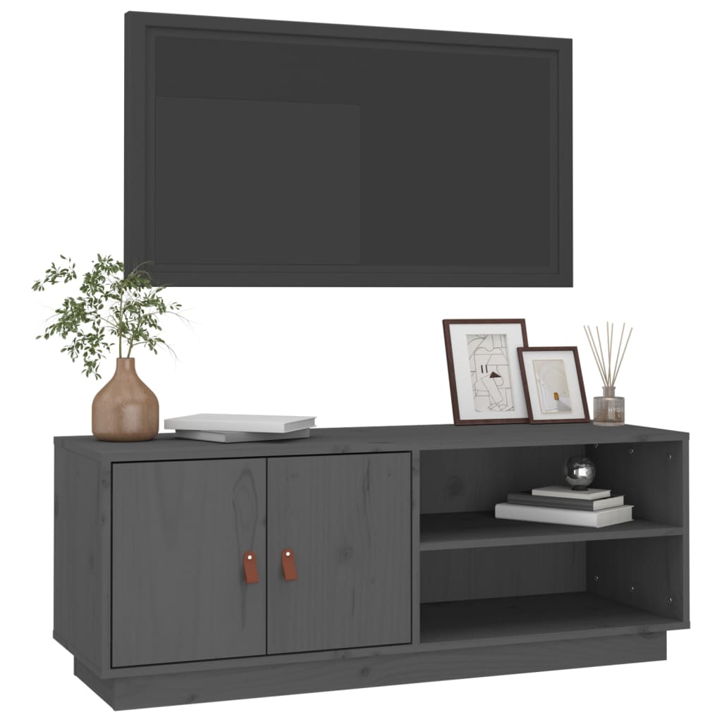 vidaXL Meuble TV gris 105x34x40 cm Pin massif