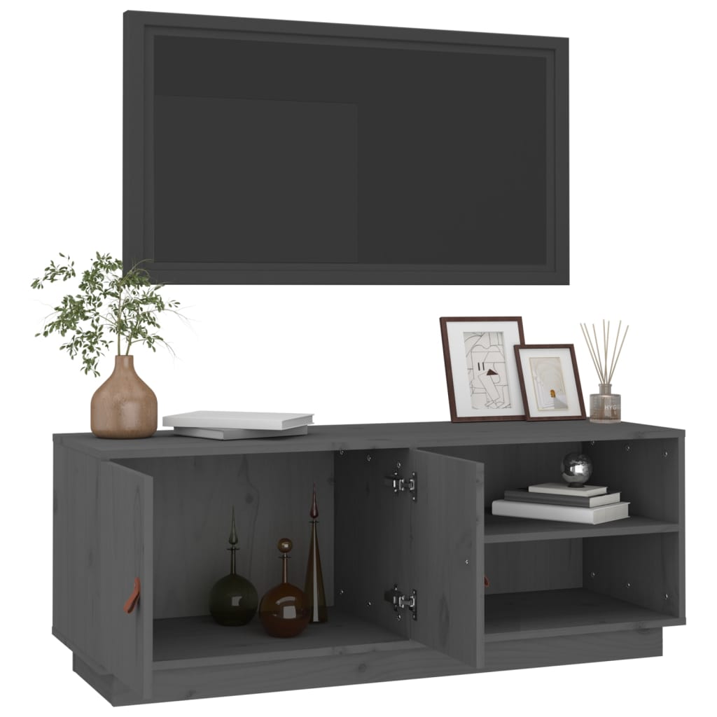 vidaXL Meuble TV gris 105x34x40 cm Pin massif