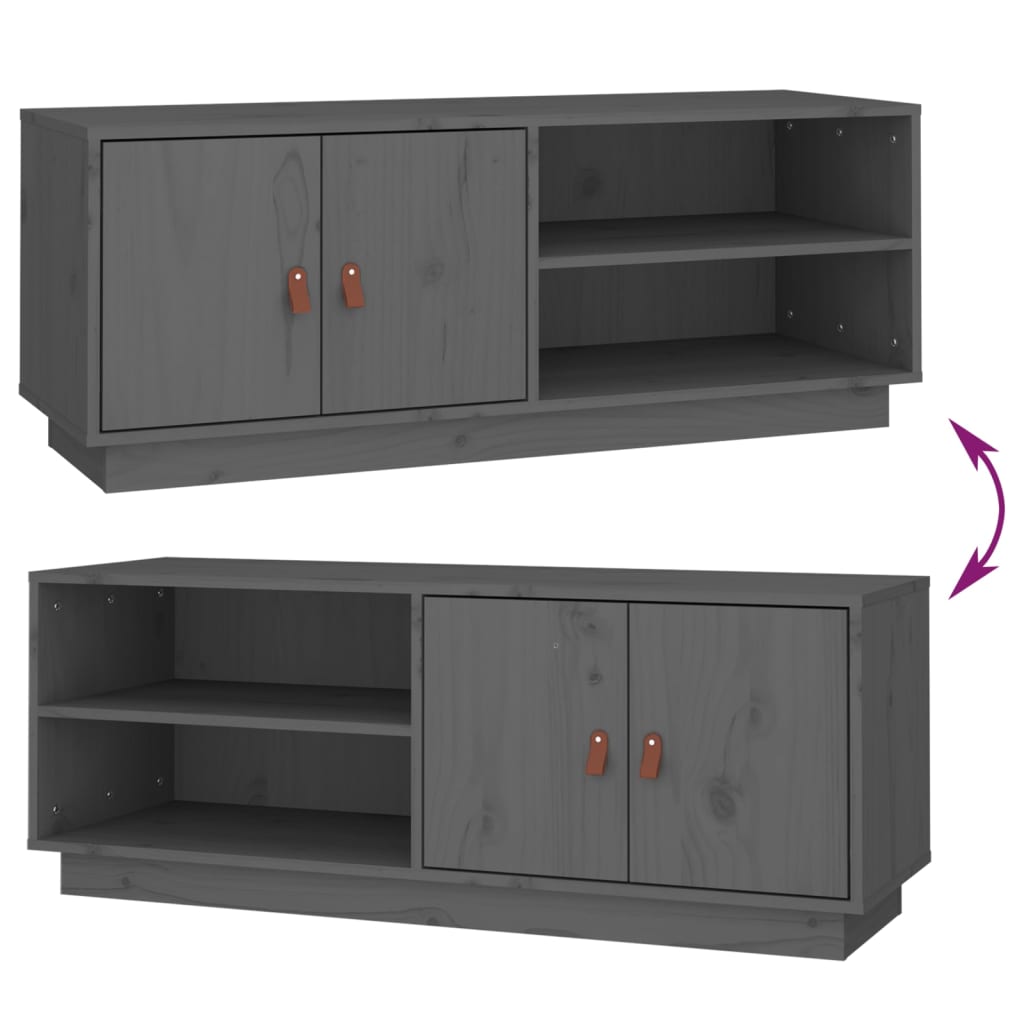 vidaXL Meuble TV gris 105x34x40 cm Pin massif
