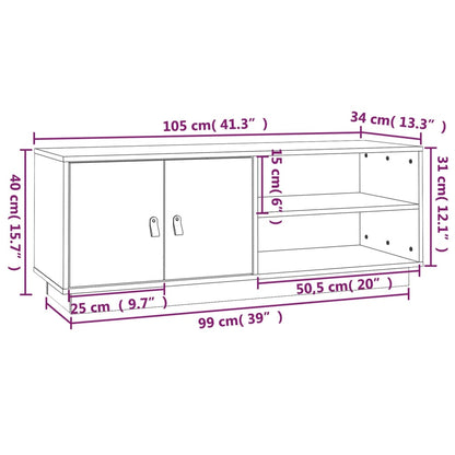 vidaXL Meuble TV gris 105x34x40 cm Pin massif