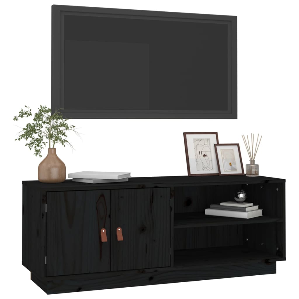 vidaXL Meuble TV Noir 105x34x40 cm Bois de pin massif