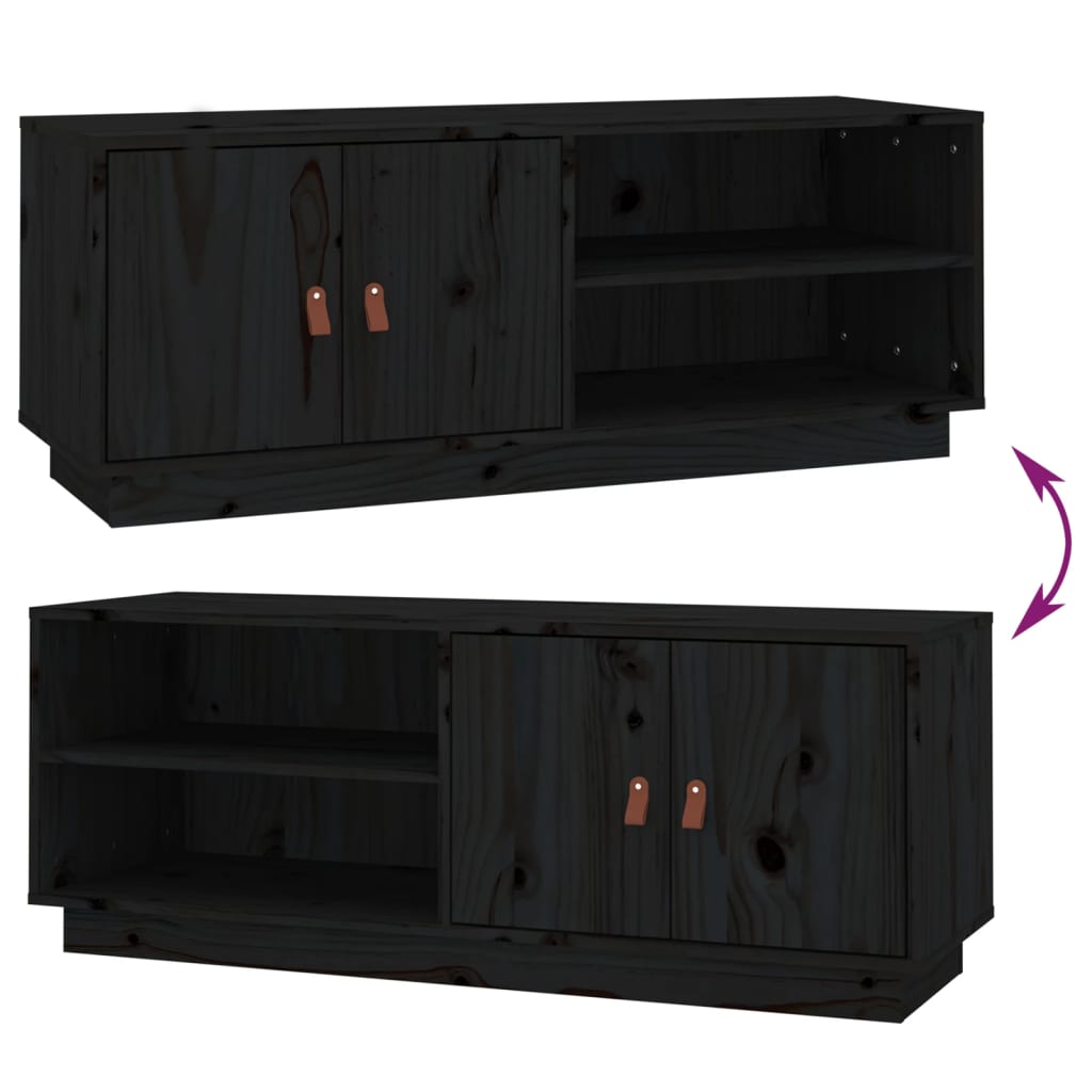 vidaXL Meuble TV Noir 105x34x40 cm Bois de pin massif