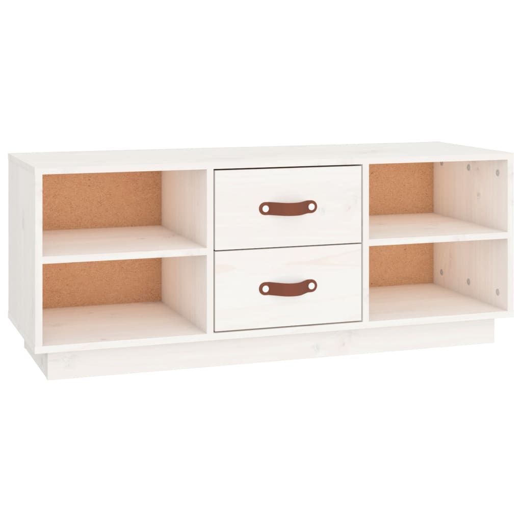 vidaXL Meuble TV blanc 100x34x40 cm Bois de pin massif