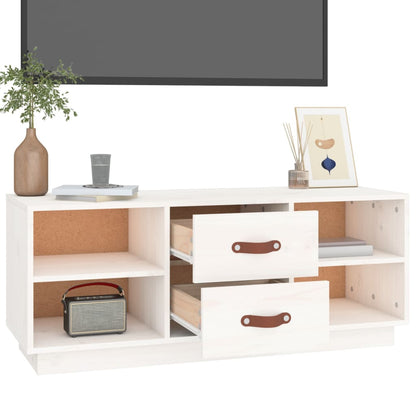 vidaXL Meuble TV blanc 100x34x40 cm Bois de pin massif