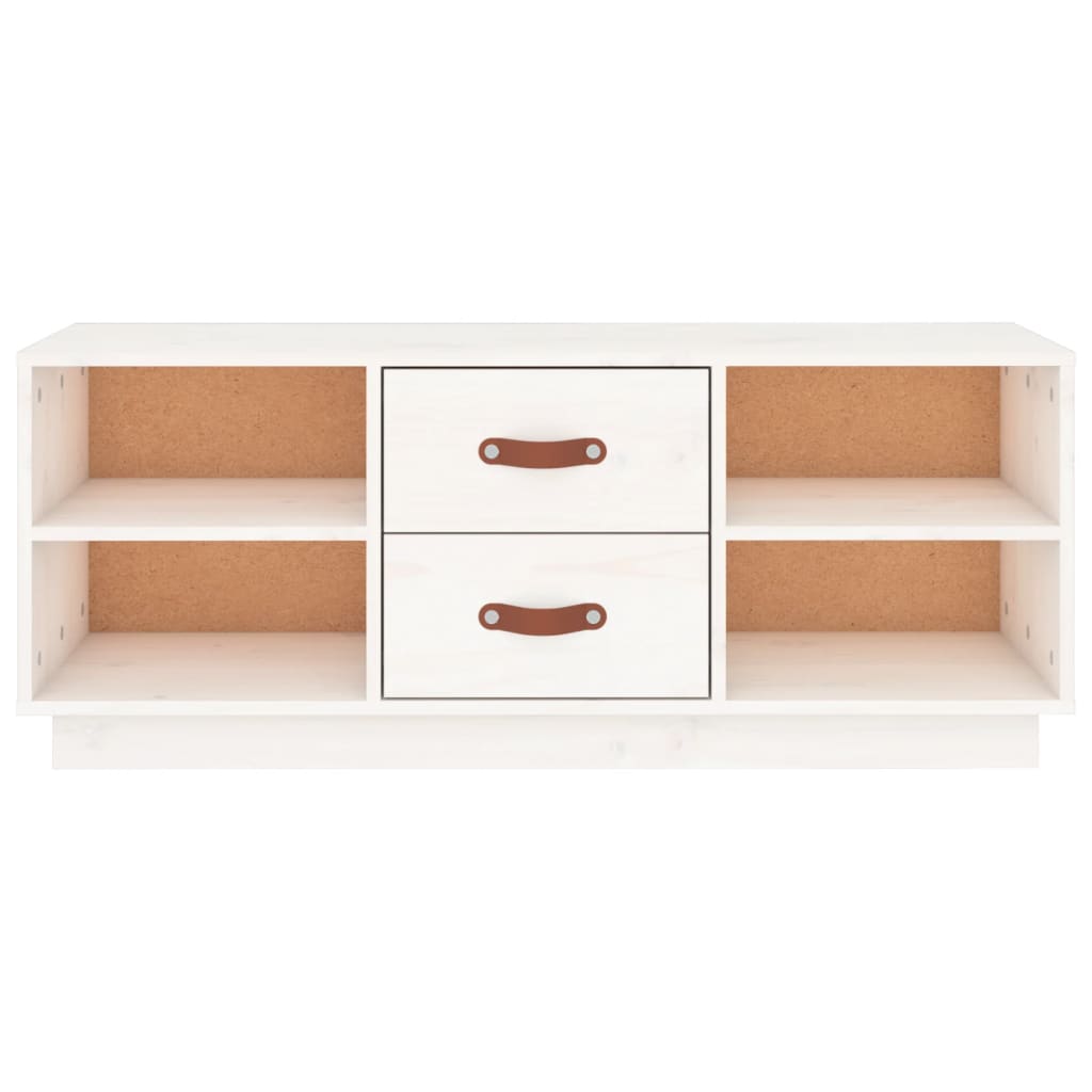 vidaXL Meuble TV blanc 100x34x40 cm Bois de pin massif