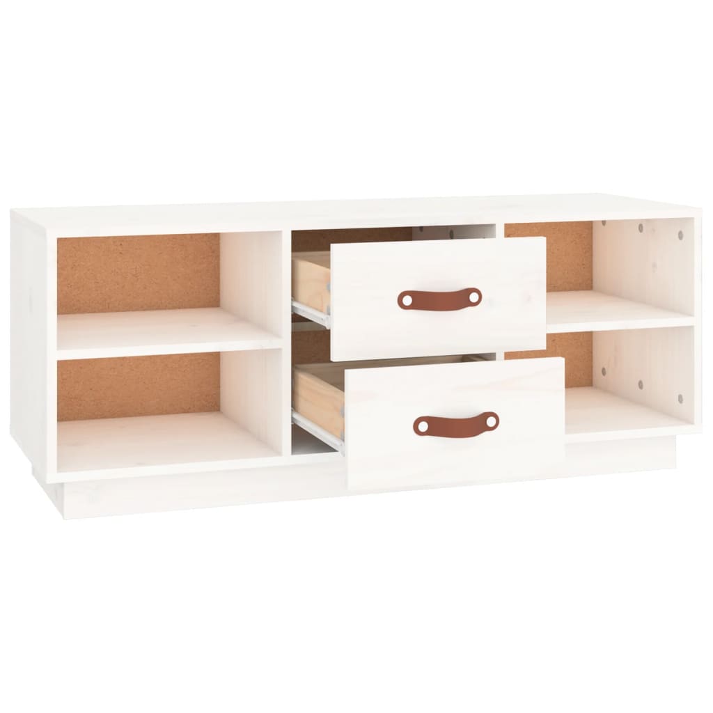 vidaXL Meuble TV blanc 100x34x40 cm Bois de pin massif