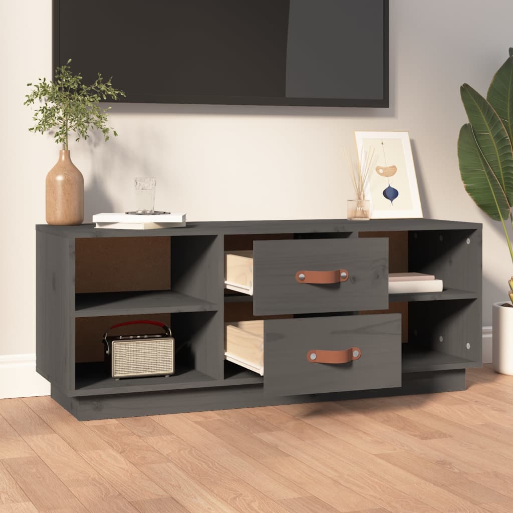 vidaXL Meuble TV gris 100x34x40 cm bois de pin massif
