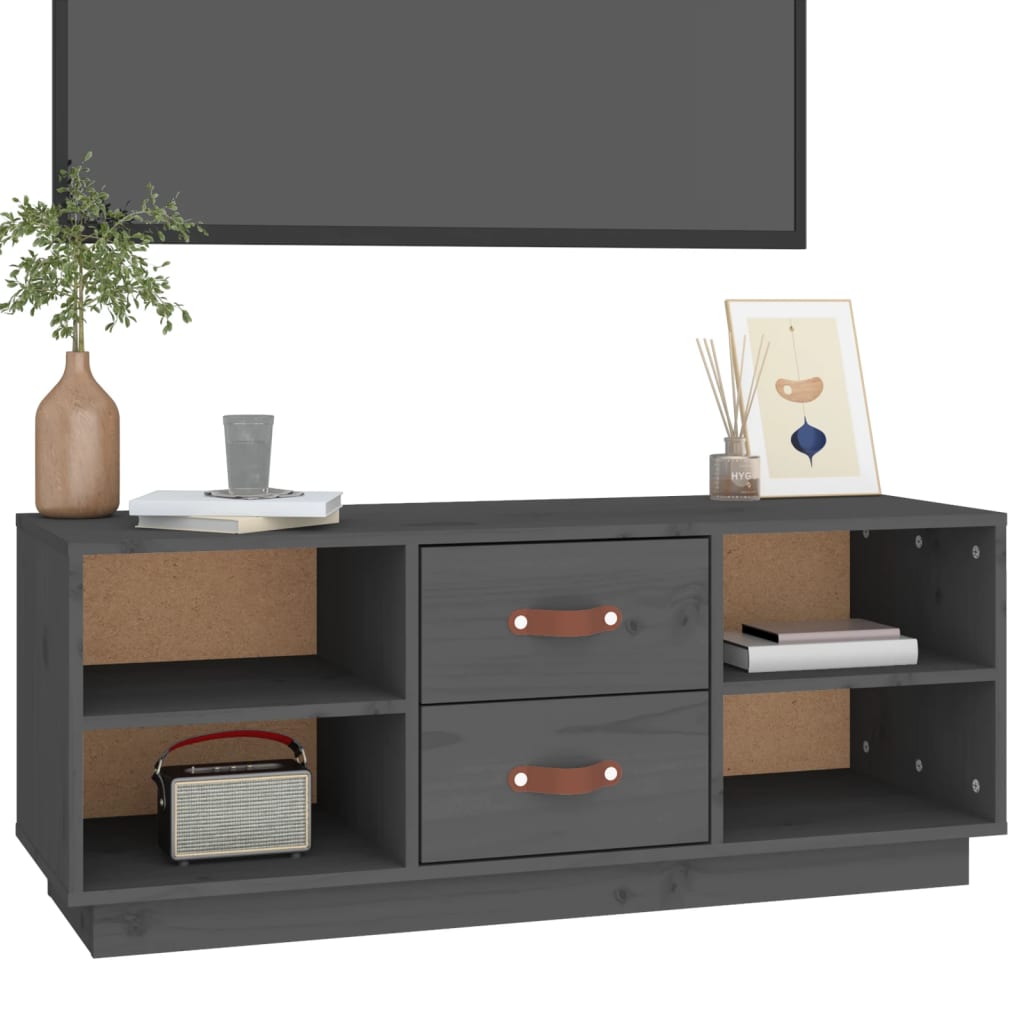 vidaXL Meuble TV gris 100x34x40 cm bois de pin massif