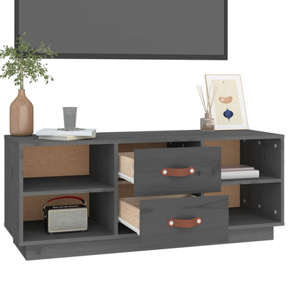 vidaXL Meuble TV gris 100x34x40 cm bois de pin massif