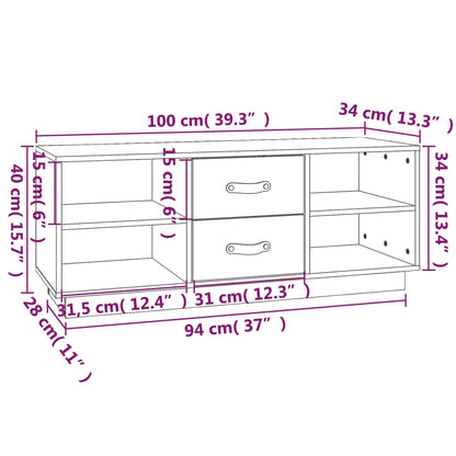 vidaXL Meuble TV Noir 100x34x40 cm Bois de pin massif