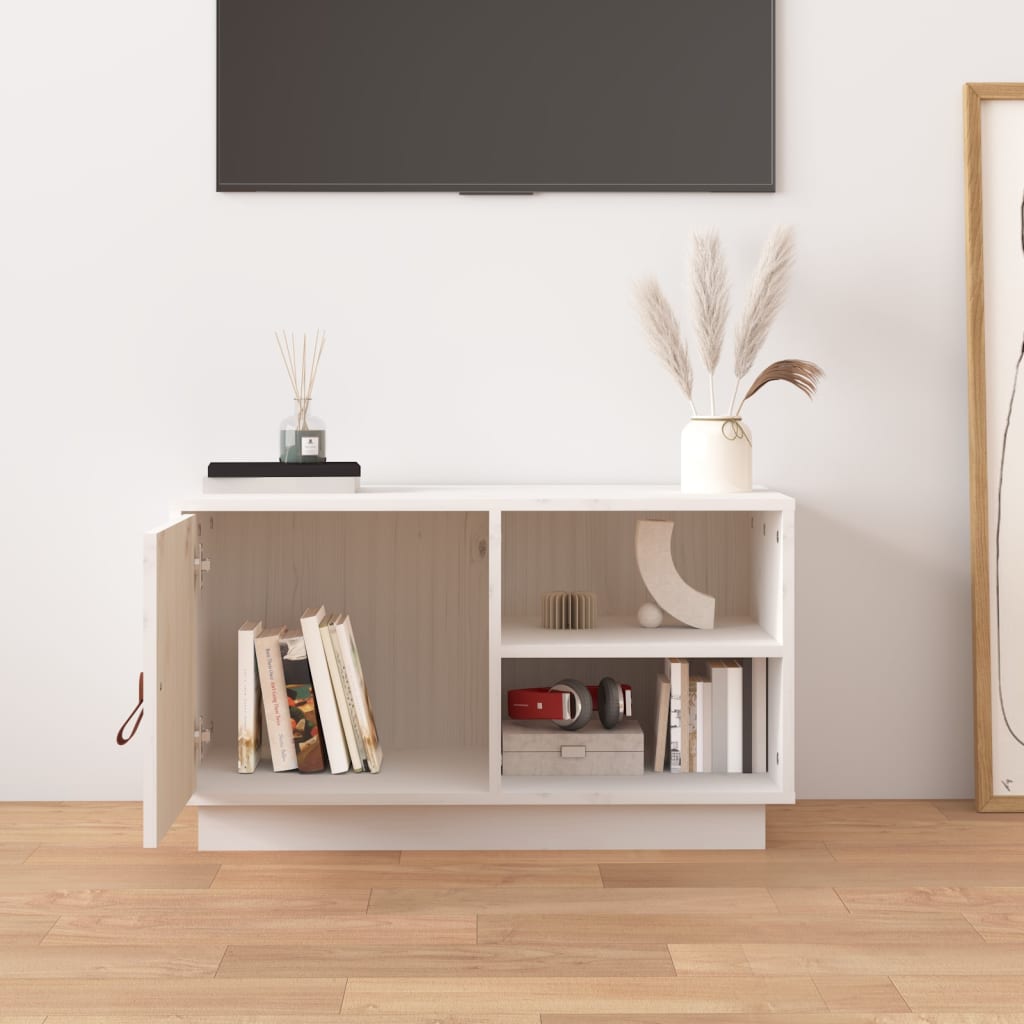 vidaXL TV-Schrank Weiß 70x34x40 cm Massivholz Kiefer
