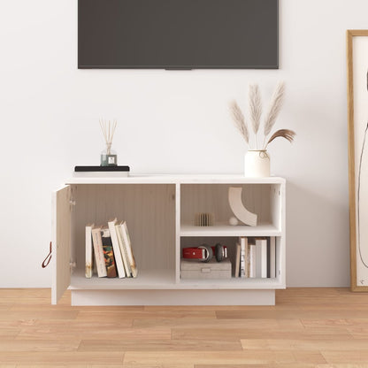vidaXL TV-Schrank Weiß 70x34x40 cm Massivholz Kiefer