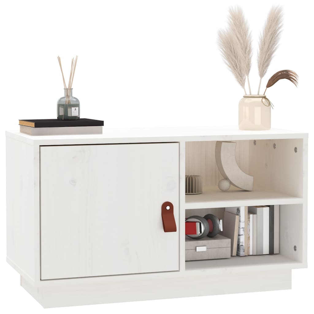 vidaXL TV-Schrank Weiß 70x34x40 cm Massivholz Kiefer