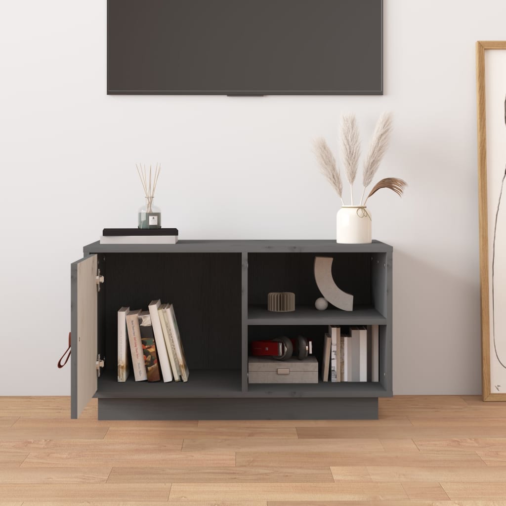 vidaXL Meuble TV gris 70x34x40 cm Bois de pin massif
